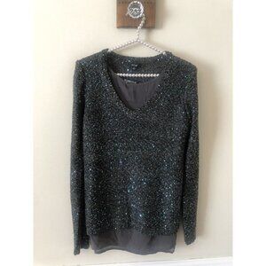 NWT Apt 9 Womens Size M Gray Sweater Sequin Infused V-Neck
